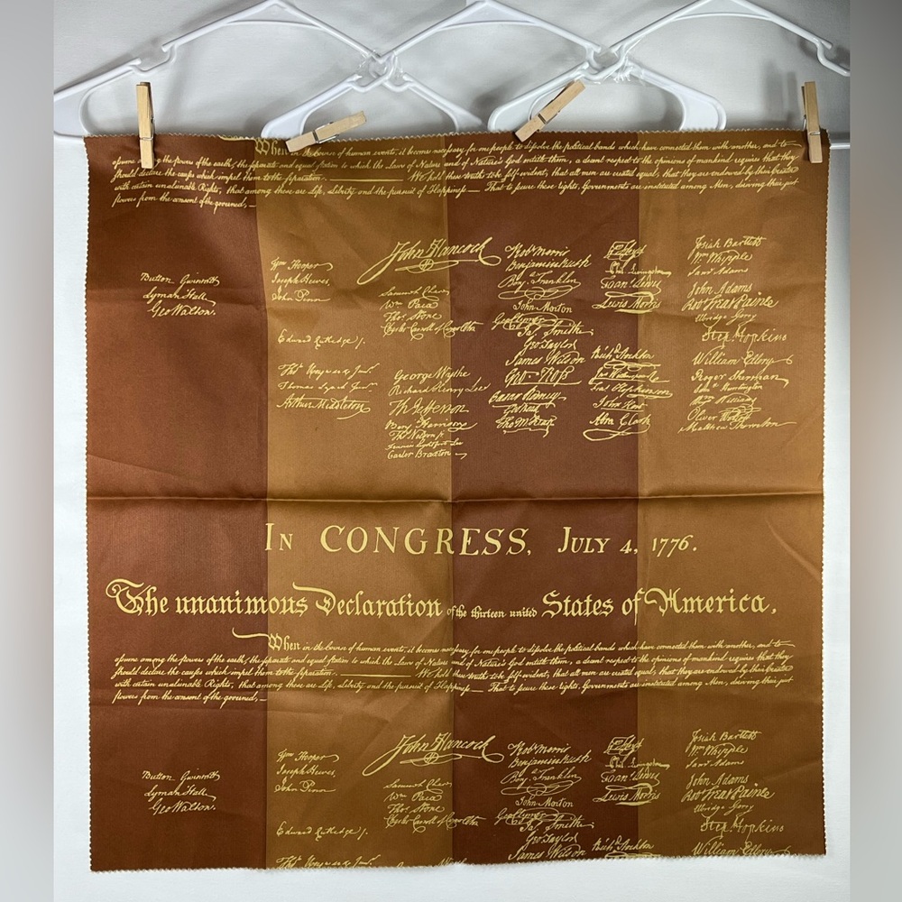 Fabric Reproduction Handwritten Signatures Declaration Of Independence 26” x 26”